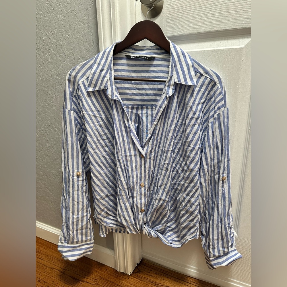 Zara Blouse - blue striped